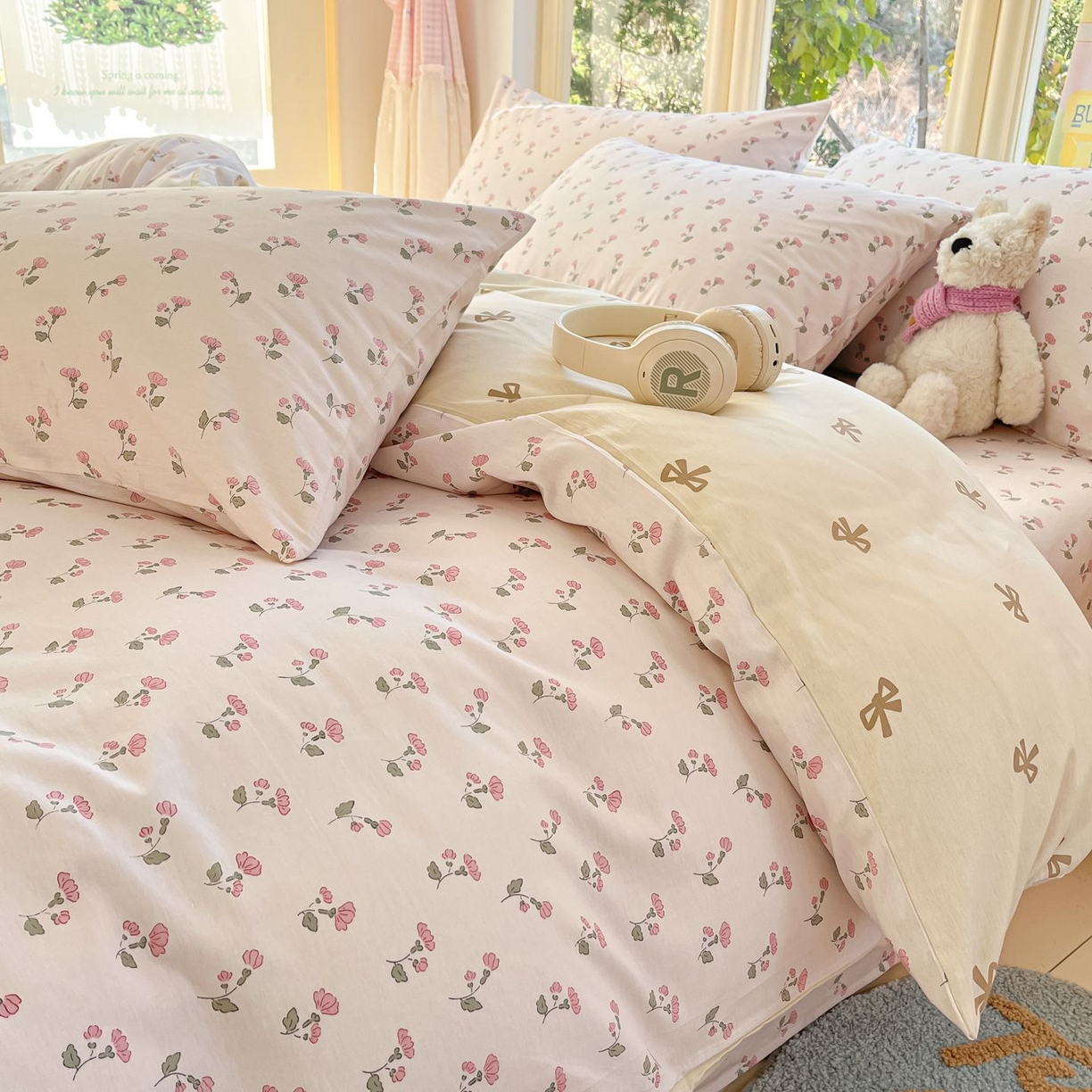 91家纺网 家纺一手货源 找家纺 寻米 2026春夏新款全棉13070印花四件套单品系列场景二-四件套 花漾