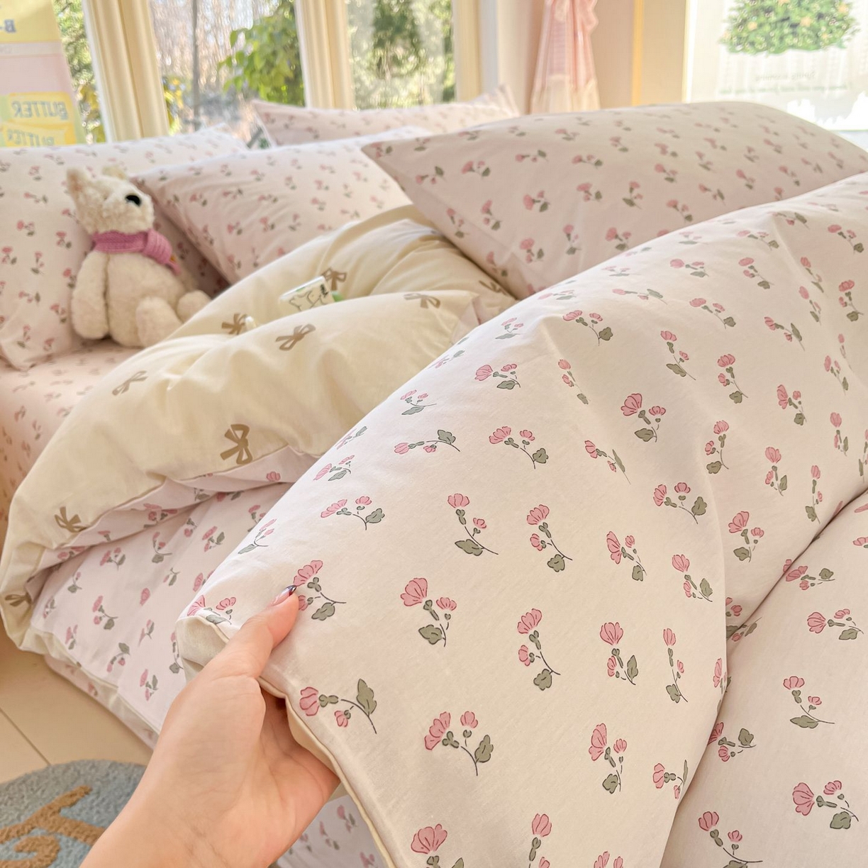 91家纺网 家纺一手货源 找家纺 寻米 2026春夏新款全棉13070印花四件套单品系列场景二-四件套 花漾