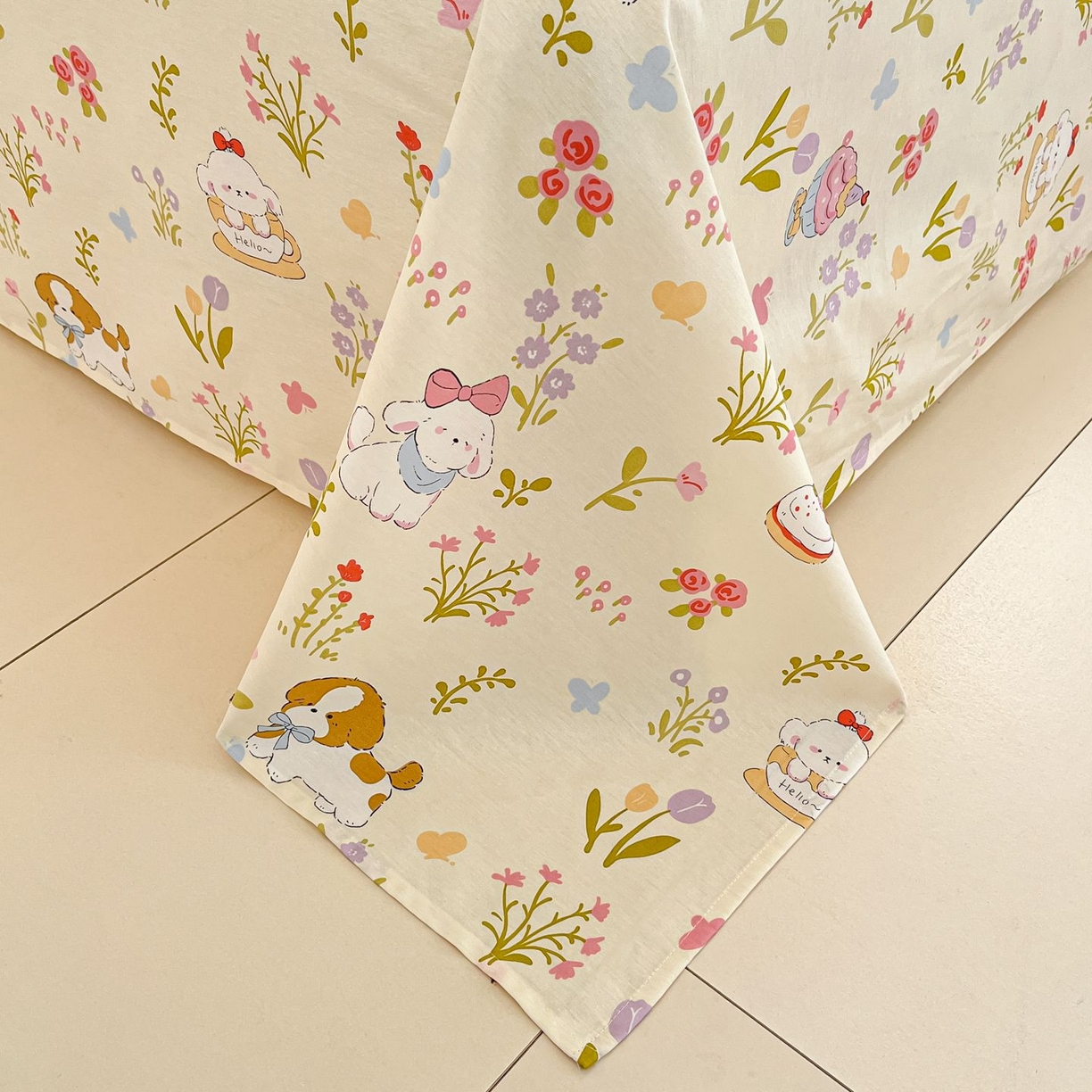 91家纺网 家纺一手货源 找家纺 寻米 2026春夏新款全棉13070印花四件套单品系列场景二-四件套 花园小狗