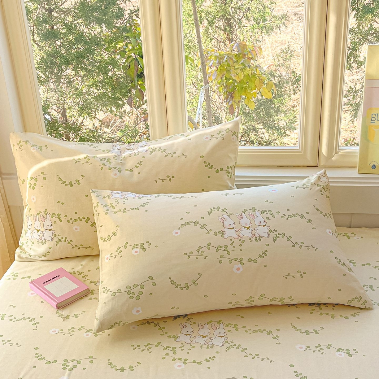 91家纺网 家纺一手货源 找家纺 寻米 2026春夏新款全棉13070印花四件套单品系列场景二-四件套 花园小兔