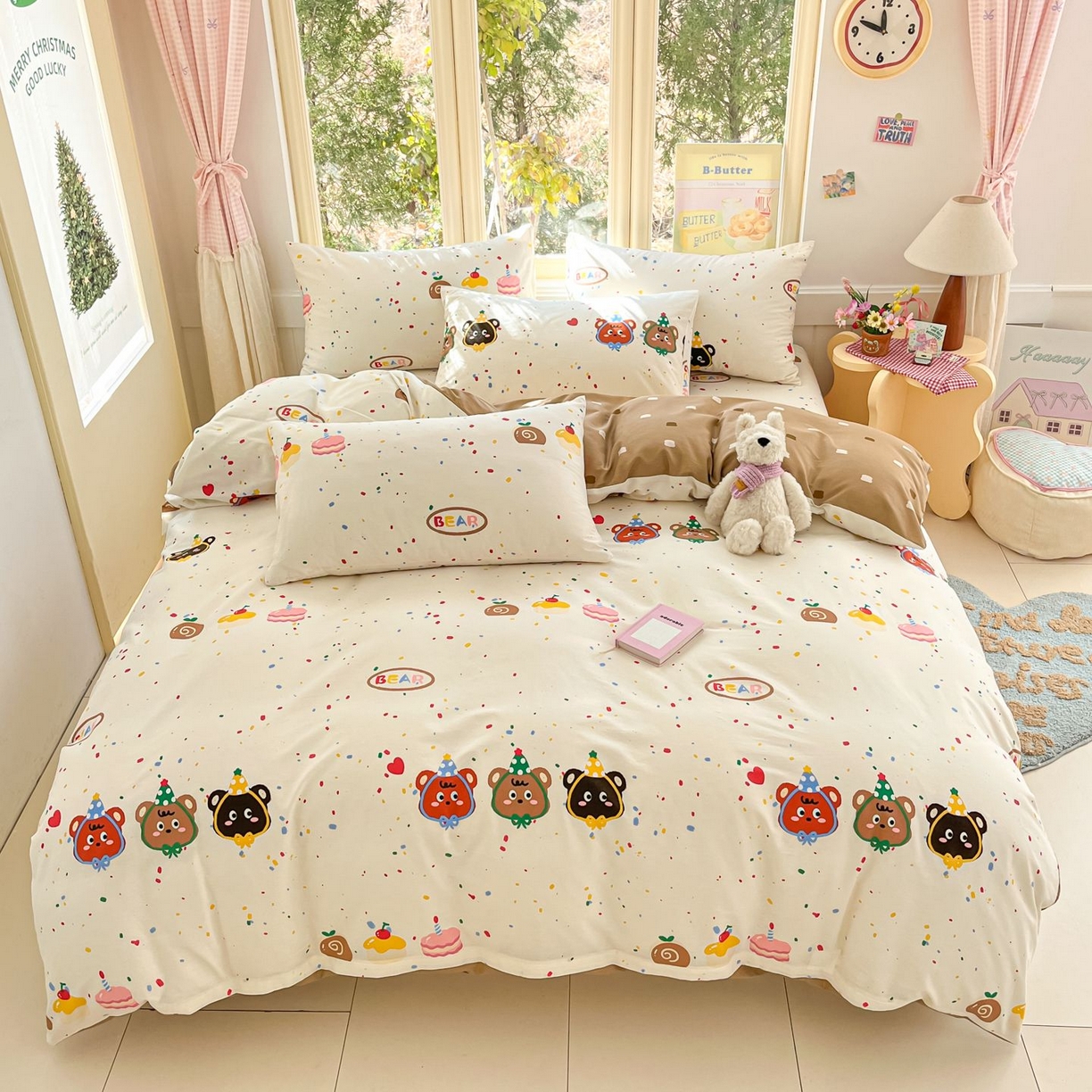 寻米 2026春夏新款全棉13070印花四件套单品系列场景二-四件套 快乐熊仔