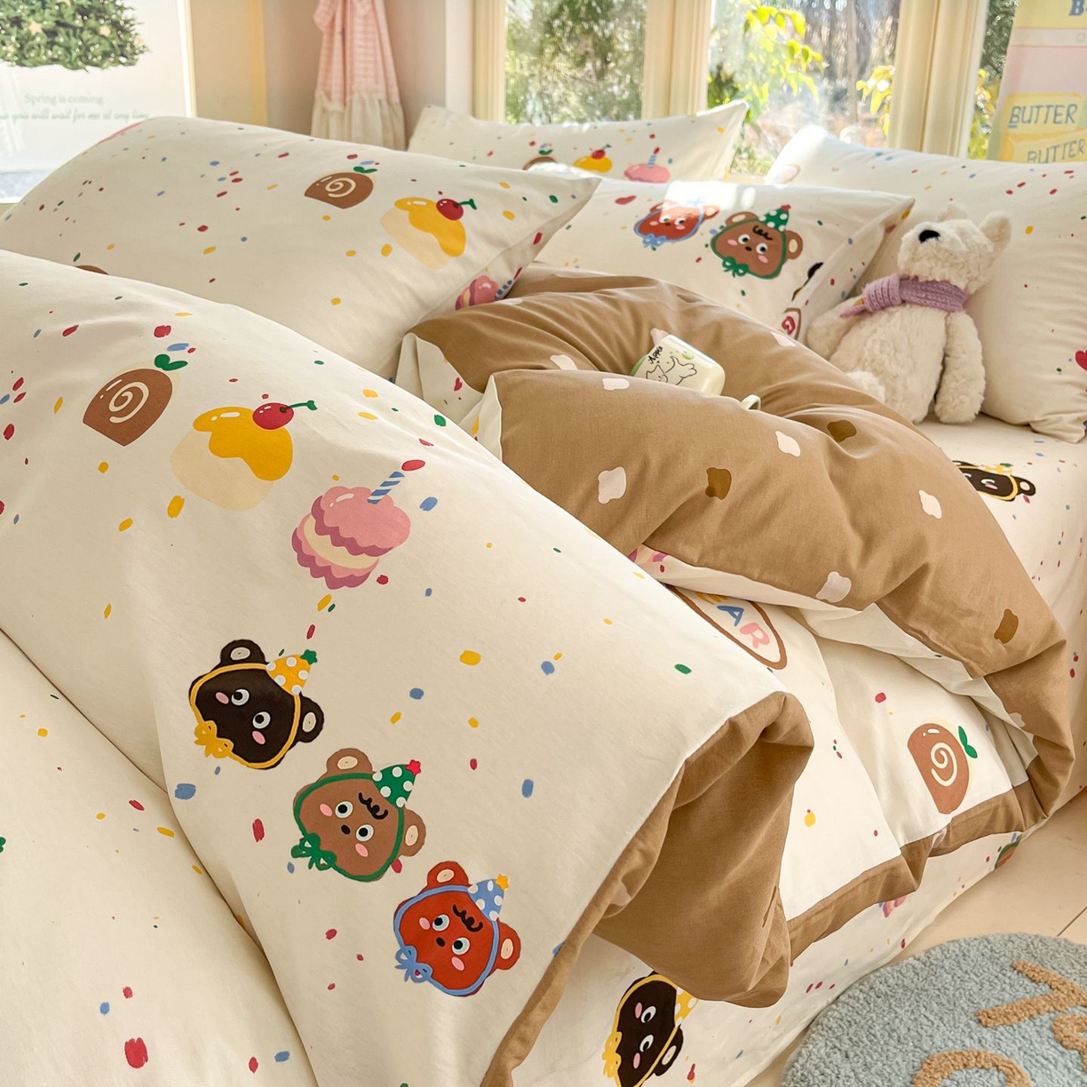 91家纺网 家纺一手货源 找家纺 寻米 2026春夏新款全棉13070印花四件套单品系列场景二-四件套 快乐熊仔