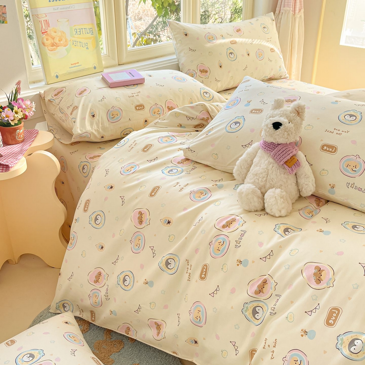 91家纺网 家纺一手货源 找家纺 寻米 2026春夏新款全棉13070印花四件套单品系列场景二-四件套 奇妙动物园