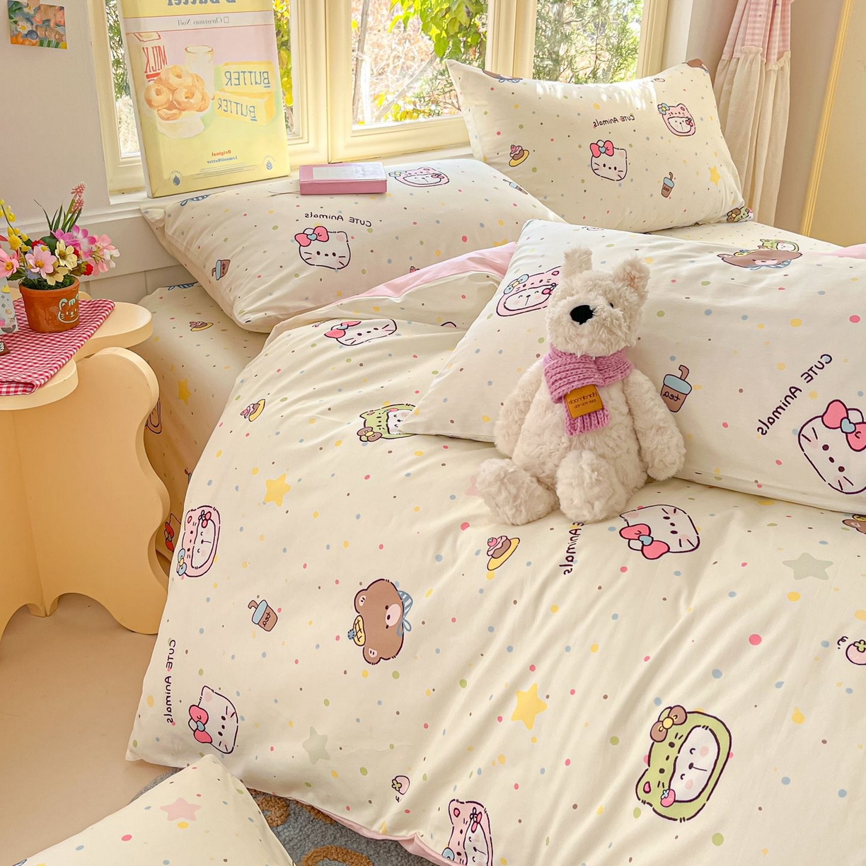 91家纺网 家纺一手货源 找家纺 寻米 2026春夏新款全棉13070印花四件套单品系列场景二-四件套 甜豆星球