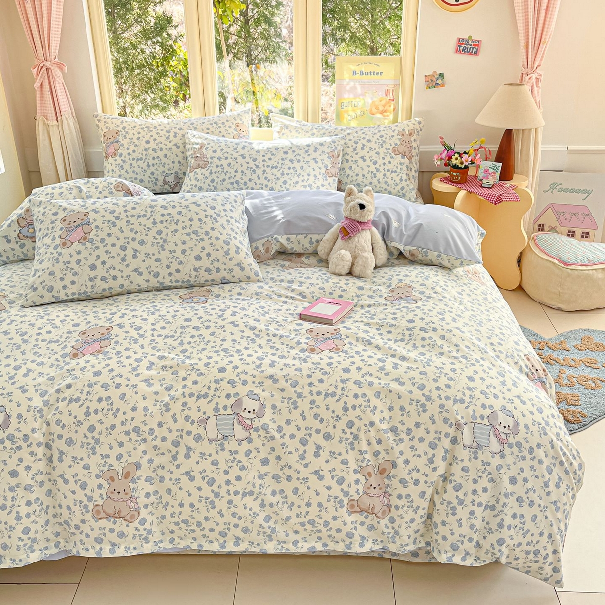 91家纺网 家纺一手货源 找家纺 寻米 2026春夏新款全棉13070印花四件套单品系列场景二-四件套 甜梦小熊