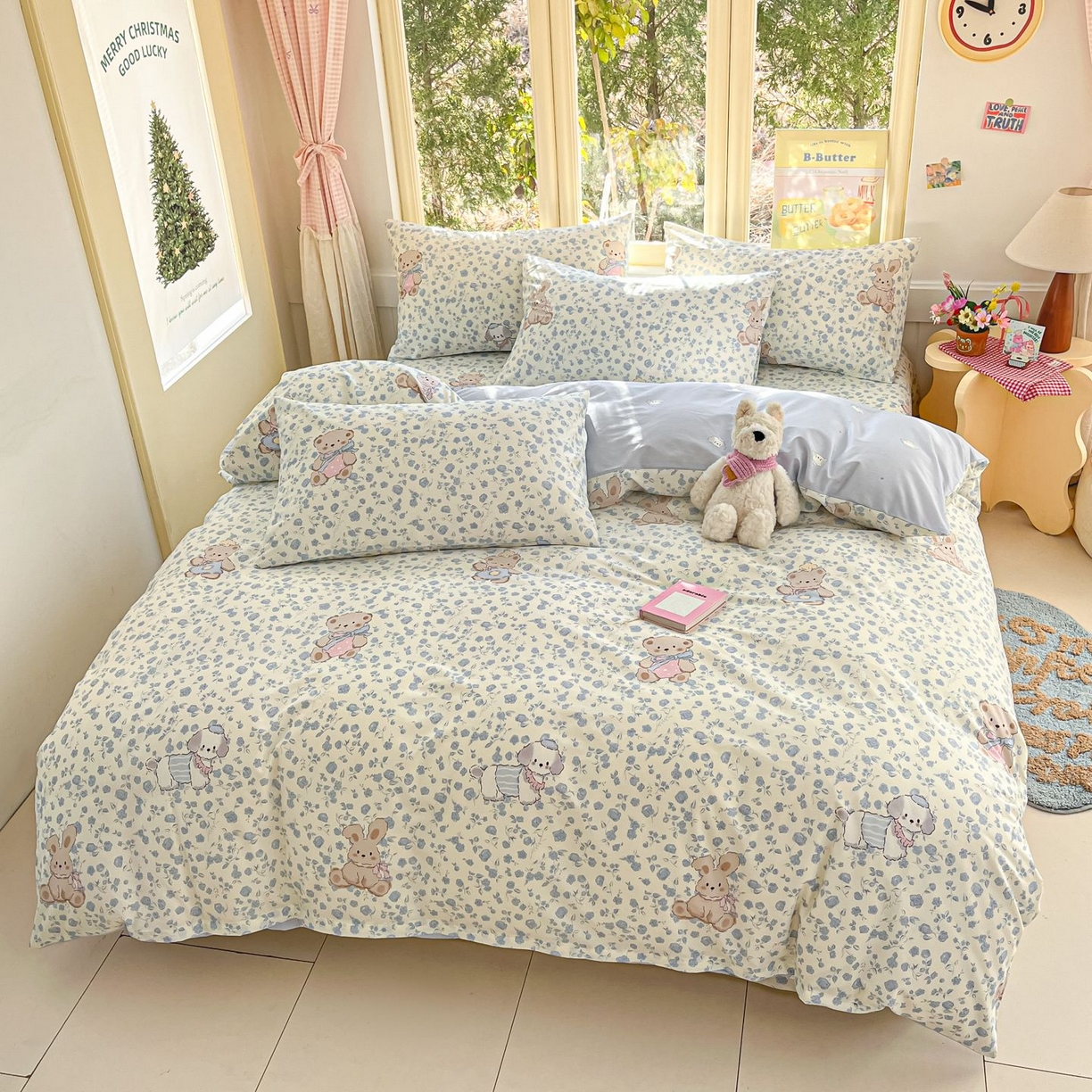 91家纺网 家纺一手货源 找家纺 寻米 2026春夏新款全棉13070印花四件套单品系列场景二-四件套 甜梦小熊