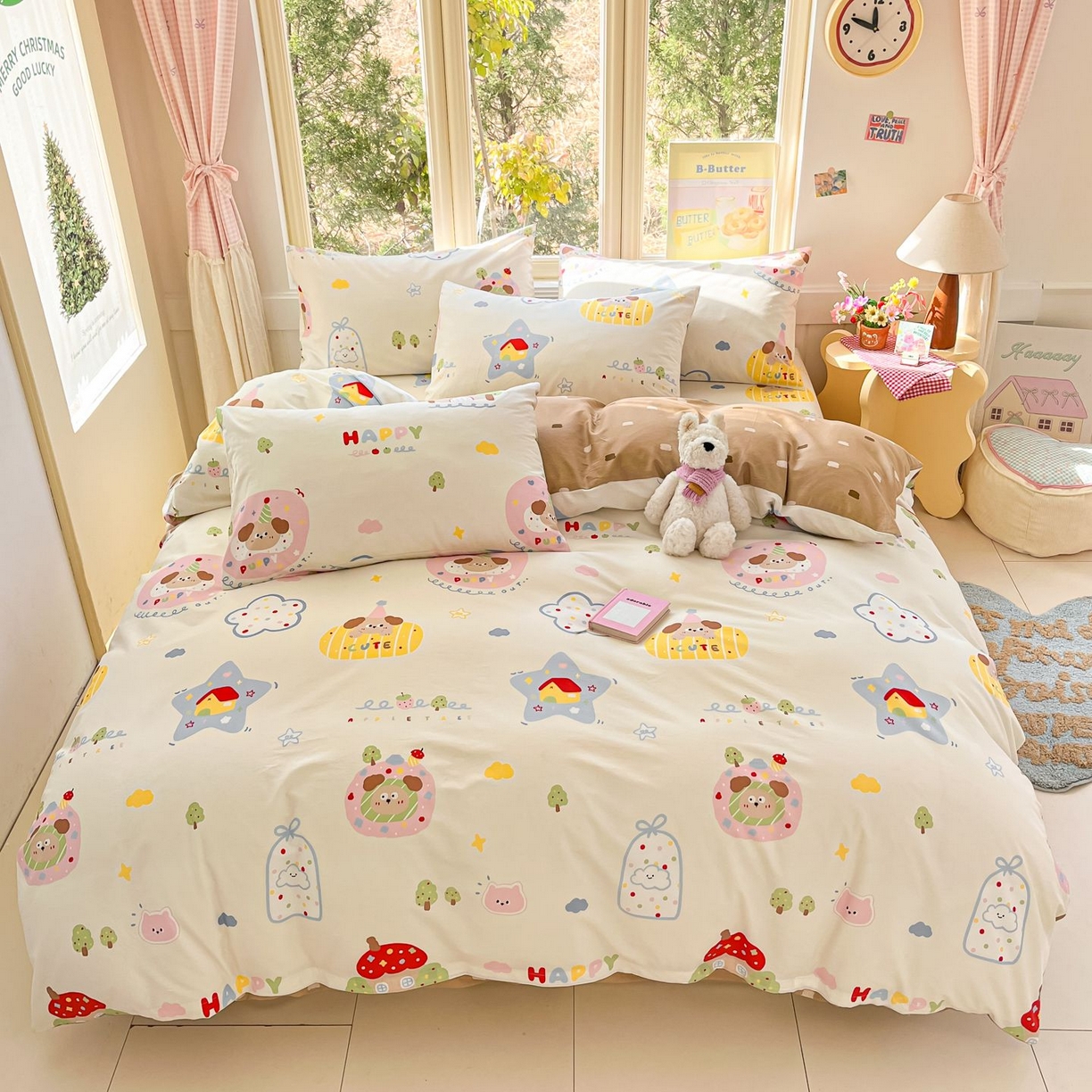 寻米 2026春夏新款全棉13070印花四件套单品系列场景二-四件套 香草泡芙