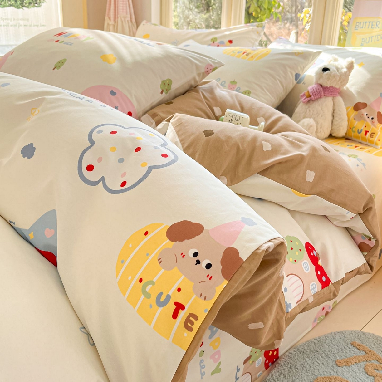 91家纺网 家纺一手货源 找家纺 寻米 2026春夏新款全棉13070印花四件套单品系列场景二-四件套 香草泡芙