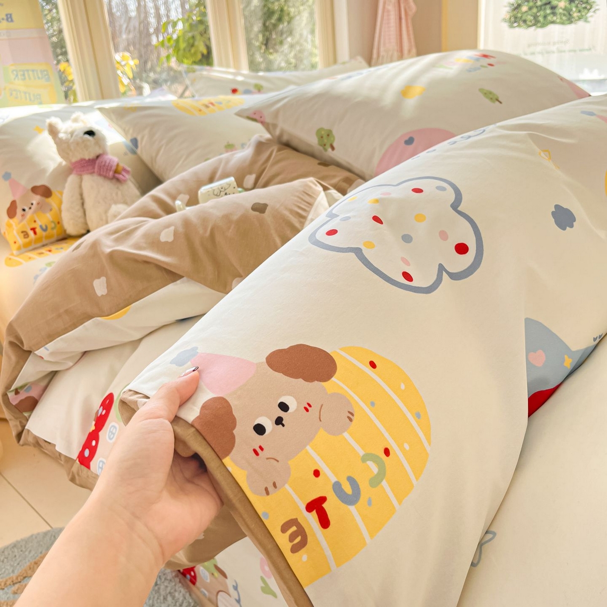 91家纺网 家纺一手货源 找家纺 寻米 2026春夏新款全棉13070印花四件套单品系列场景二-四件套 香草泡芙