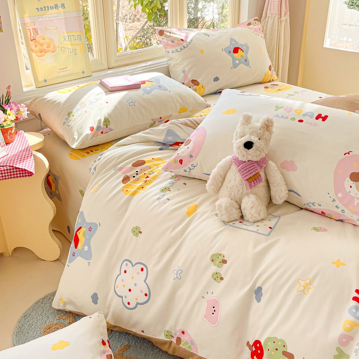 91家纺网 家纺一手货源 找家纺 寻米 2026春夏新款全棉13070印花四件套单品系列场景二-四件套 香草泡芙