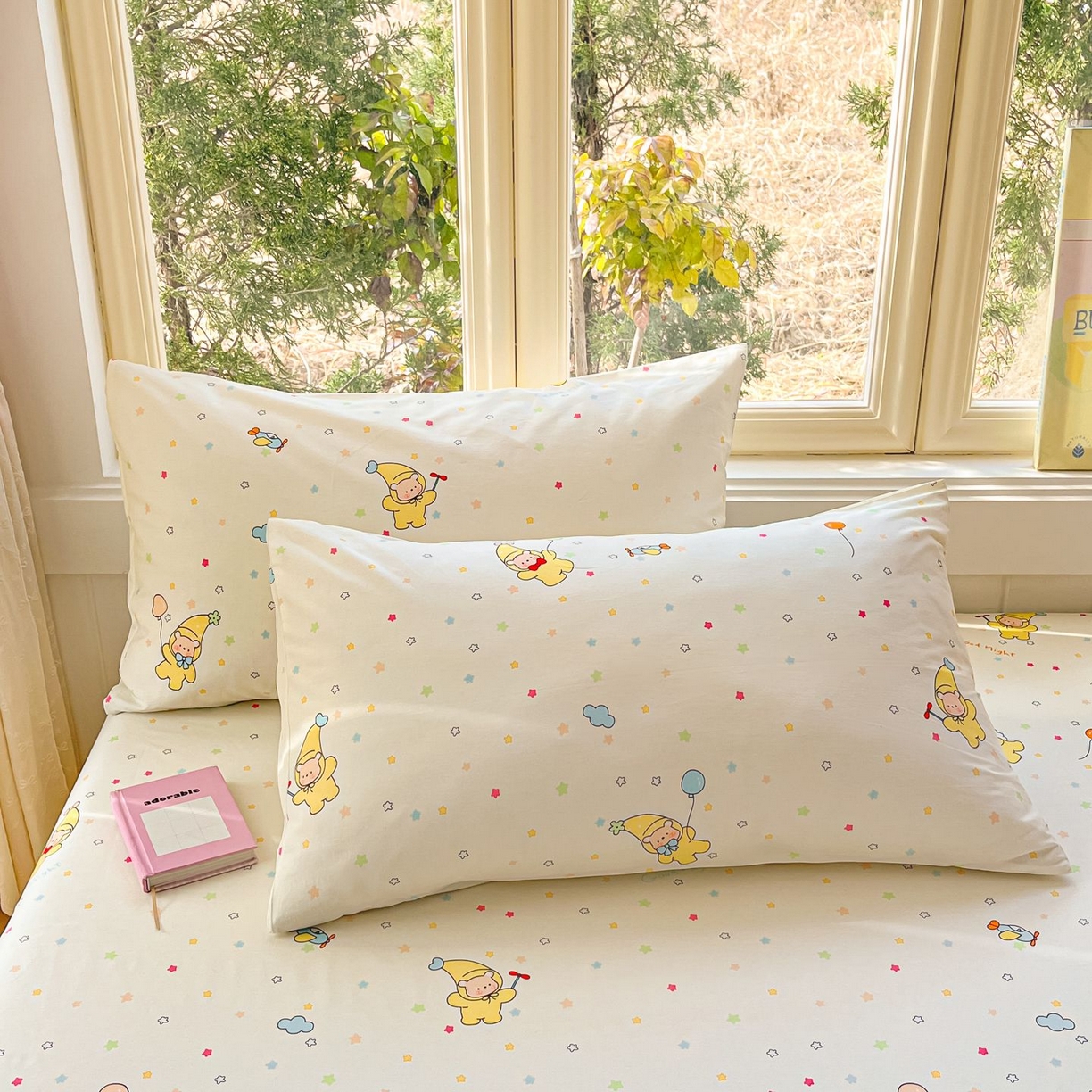 91家纺网 家纺一手货源 找家纺 寻米 2026春夏新款全棉13070印花四件套单品系列场景二-四件套 星星小熊