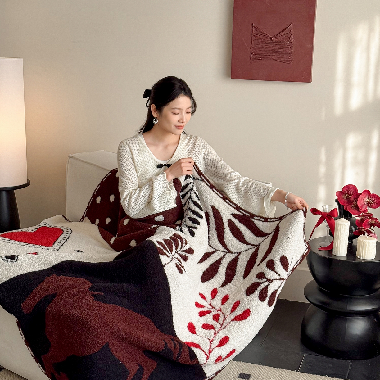 91家纺网 家纺一手货源 找家纺 （总）多乐娜 2026新款马年新年款半边绒毛毯高克重沙发毯盖毯130*170cm大尺寸（会员-10元！附送拎包！ 严格控价：单款+40元起销售，禁止低价！)