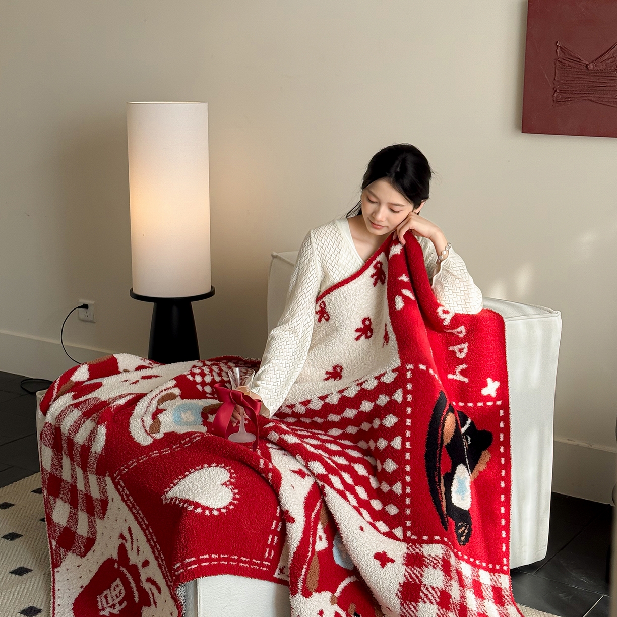 91家纺网 家纺一手货源 找家纺 （总）多乐娜 2026新款马年新年款半边绒毛毯高克重沙发毯盖毯130*170cm大尺寸（会员-10元！附送拎包！ 严格控价：单款+40元起销售，禁止低价！)