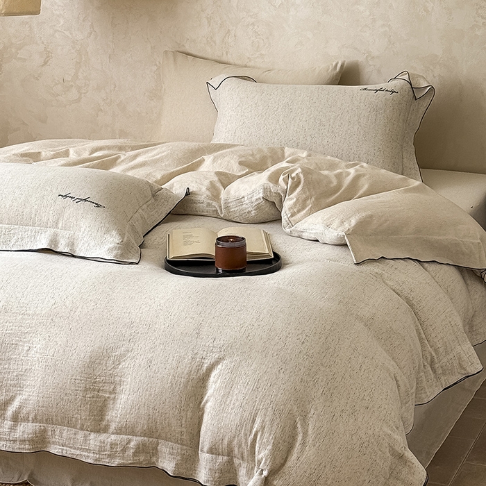 91家纺网 家纺一手货源 找家纺 （总）Mr.pig猪先生水洗棉 2026新款A类色织棉麻全棉双层纱四件套被套纯棉亚麻床上用品-棉麻素问（展示价格为控价，实际价格请联系客服）