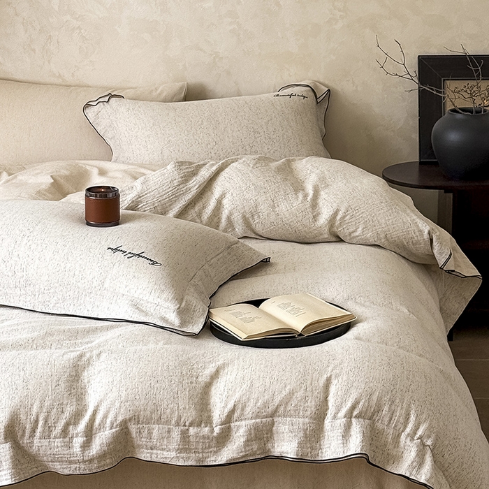 91家纺网 家纺一手货源 找家纺 （总）Mr.pig猪先生水洗棉 2026新款A类色织棉麻全棉双层纱四件套被套纯棉亚麻床上用品-棉麻素问（展示价格为控价，实际价格请联系客服）