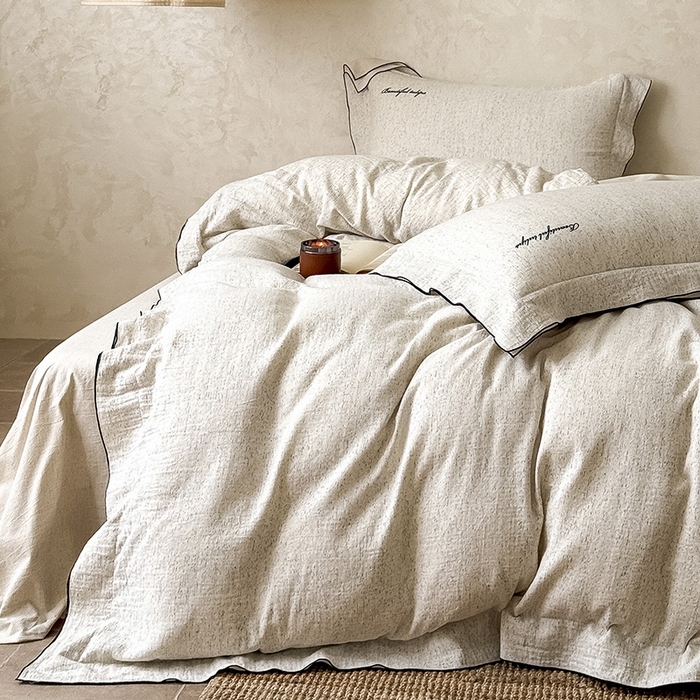 91家纺网 家纺一手货源 找家纺 （总）Mr.pig猪先生水洗棉 2026新款A类色织棉麻全棉双层纱四件套被套纯棉亚麻床上用品-棉麻素问（展示价格为控价，实际价格请联系客服）