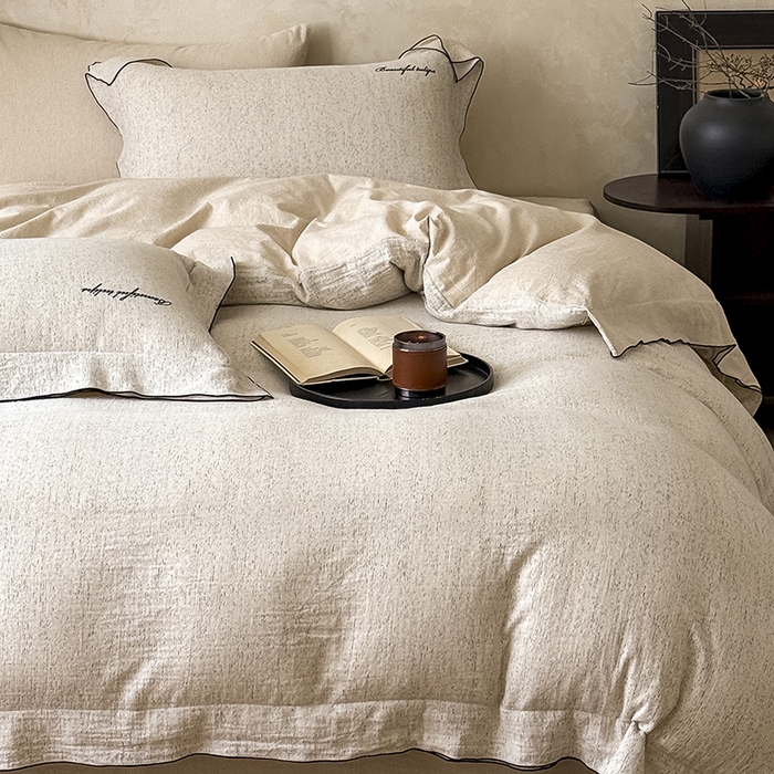 91家纺网 家纺一手货源 找家纺 （总）Mr.pig猪先生水洗棉 2026新款A类色织棉麻全棉双层纱四件套被套纯棉亚麻床上用品-棉麻素问（展示价格为控价，实际价格请联系客服）