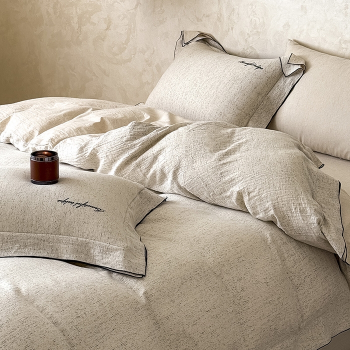 91家纺网 家纺一手货源 找家纺 （总）Mr.pig猪先生水洗棉 2026新款A类色织棉麻全棉双层纱四件套被套纯棉亚麻床上用品-棉麻素问（展示价格为控价，实际价格请联系客服）