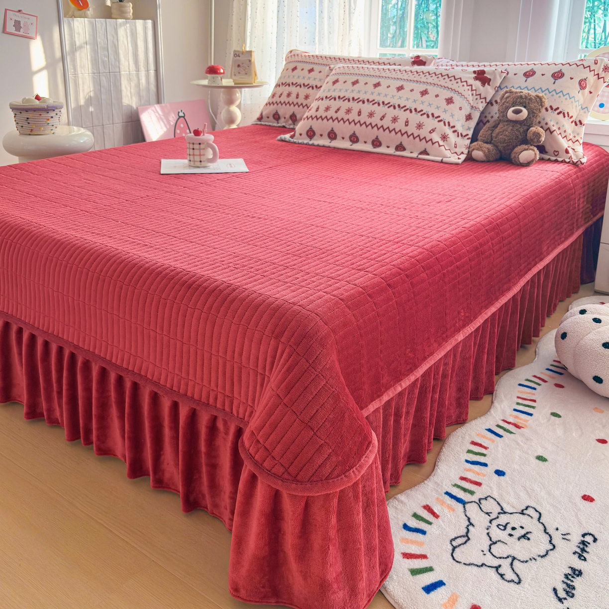 91家纺网 家纺一手货源 找家纺 铠畅 2025新款牛奶绒碎花床单床盖四件套 花妖系列 云裳-马上有福