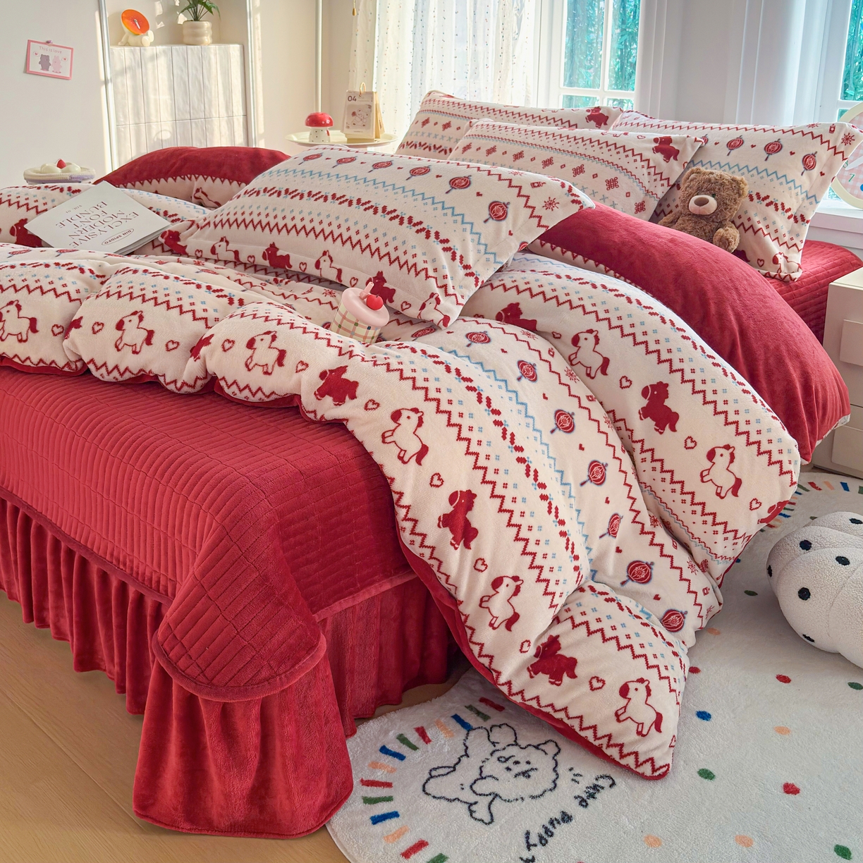 91家纺网 家纺一手货源 找家纺 铠畅家纺 2025新款兔毛包边款仿兔毛被套毯牛奶绒被套毯子 双栖蝶