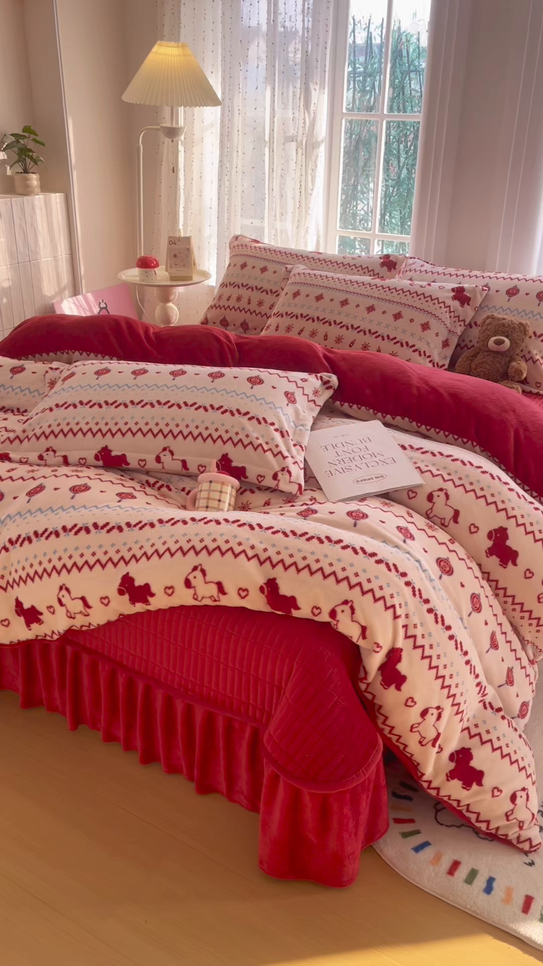 91家纺网 家纺一手货源 找家纺 铠畅 2025新款牛奶绒碎花床单床盖四件套 花妖系列 云裳-马上有福