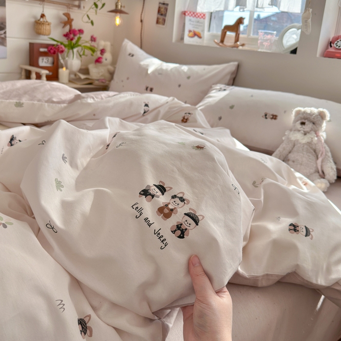 （总）捌月 2026新款奶油风全棉印花四件套