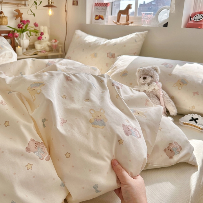 91家纺网 家纺一手货源 找家纺 （总）捌月 2026新款奶油风全棉印花四件套