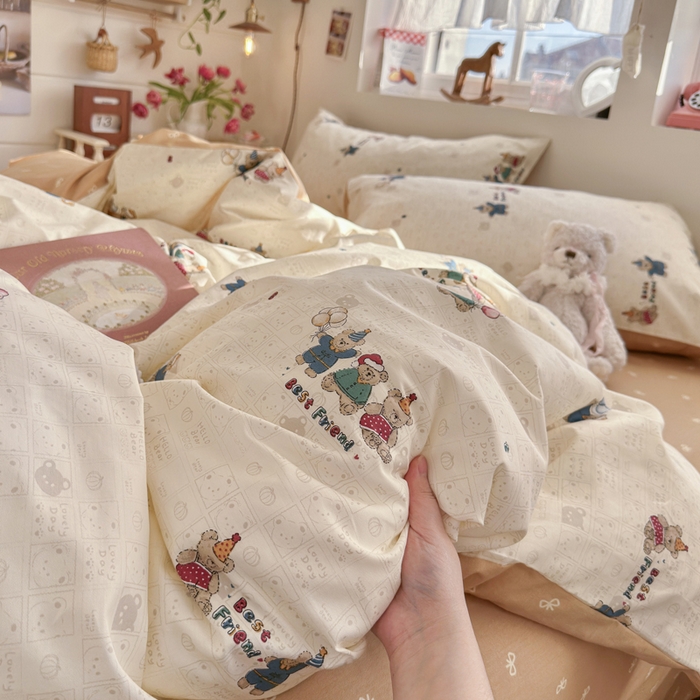 91家纺网 家纺一手货源 找家纺 （总）捌月 2026新款奶油风全棉印花四件套