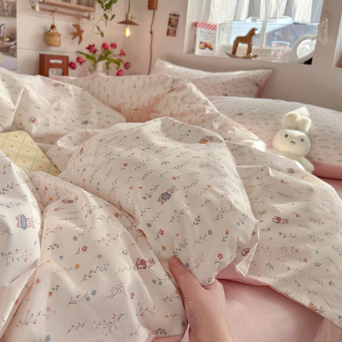 91家纺网 家纺一手货源 找家纺 （总）捌月 2026新款奶油风全棉印花四件套