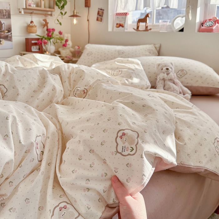 捌月 2026新款奶油风全棉印花四件套 奶酪小羊