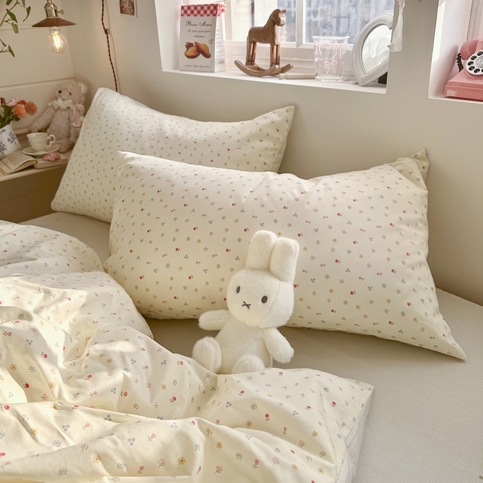 91家纺网 家纺一手货源 找家纺 捌月 2026新款奶油风全棉印花四件套 花屿