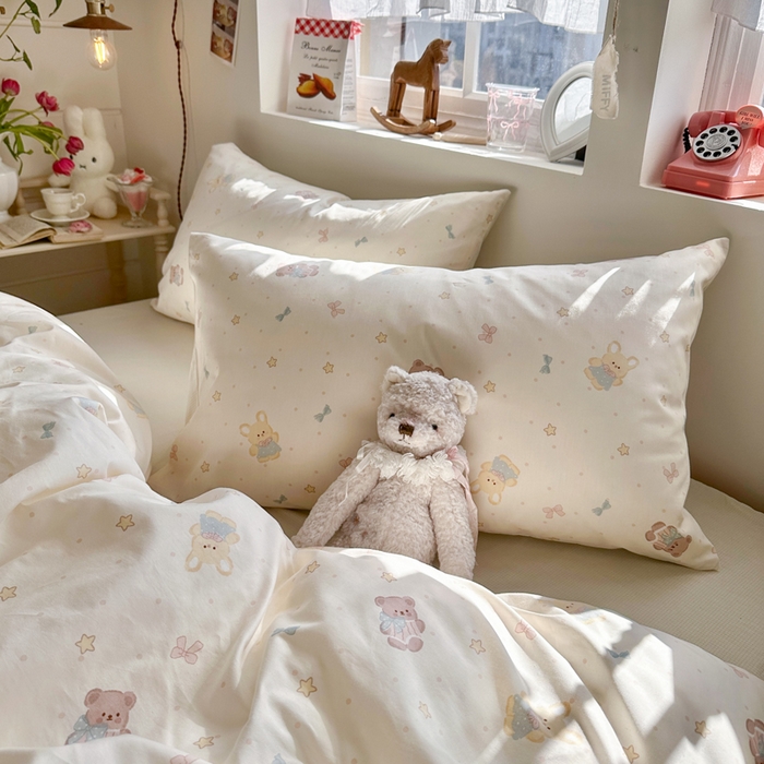 91家纺网 家纺一手货源 找家纺 捌月 2026新款奶油风全棉印花四件套 露丝