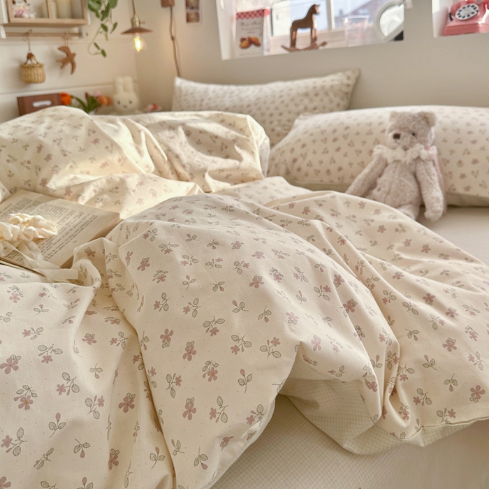 91家纺网 家纺一手货源 找家纺 捌月 2026新款奶油风全棉印花四件套 奶芙