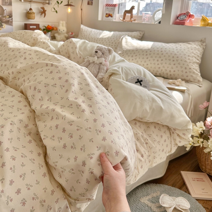 91家纺网 家纺一手货源 找家纺 捌月 2026新款奶油风全棉印花四件套 奶芙