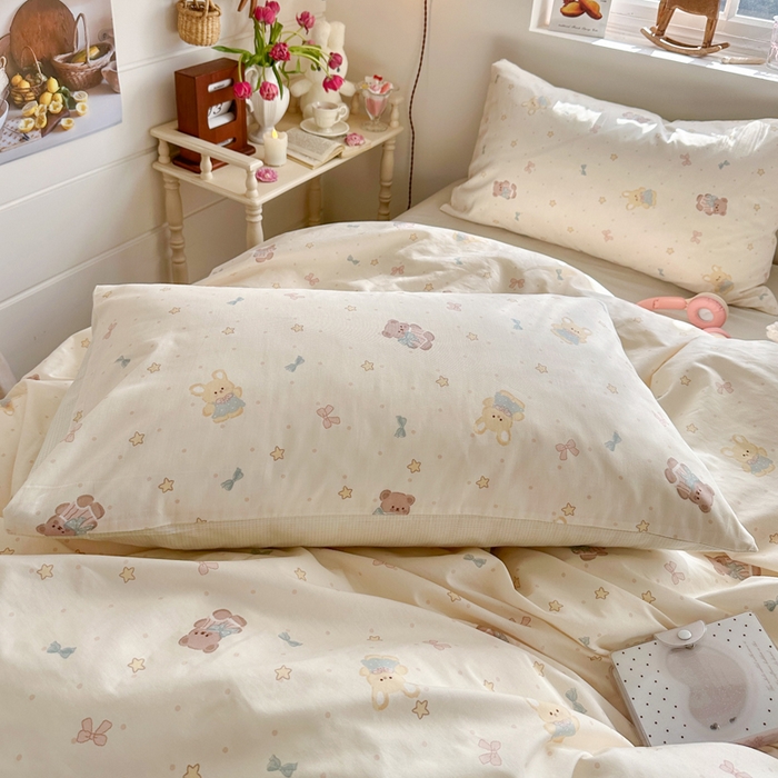 91家纺网 家纺一手货源 找家纺 捌月 2026新款奶油风全棉印花四件套 露丝