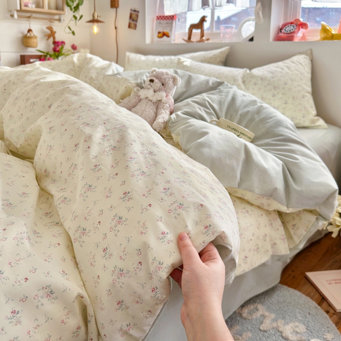 91家纺网 家纺一手货源 找家纺 捌月 2026新款奶油风全棉印花四件套 汐薇