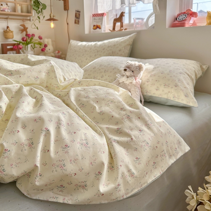 91家纺网 家纺一手货源 找家纺 捌月 2026新款奶油风全棉印花四件套 汐薇