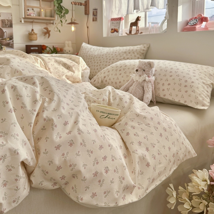 91家纺网 家纺一手货源 找家纺 捌月 2026新款奶油风全棉印花四件套 奶芙