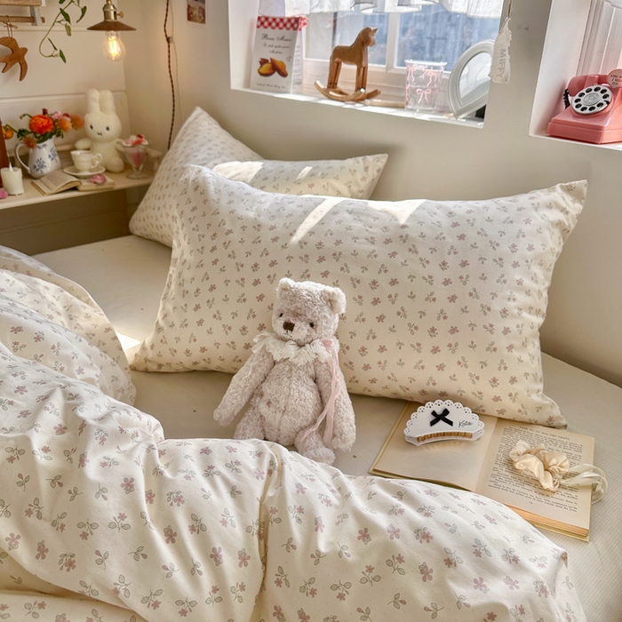 91家纺网 家纺一手货源 找家纺 捌月 2026新款奶油风全棉印花四件套 奶芙