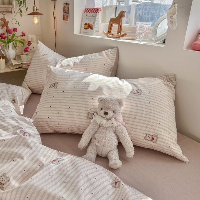 91家纺网 家纺一手货源 找家纺 捌月 2026新款奶油风全棉印花四件套 幸运狗