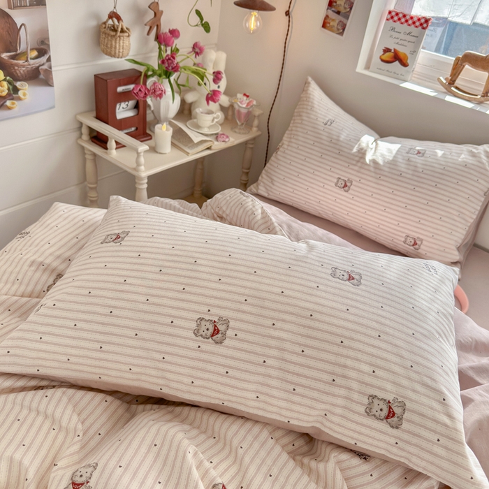 91家纺网 家纺一手货源 找家纺 捌月 2026新款奶油风全棉印花四件套 幸运狗