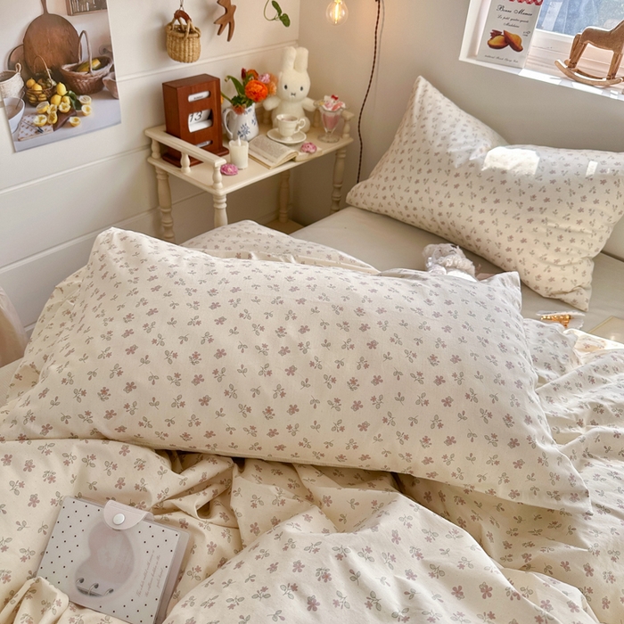 91家纺网 家纺一手货源 找家纺 捌月 2026新款奶油风全棉印花四件套 奶芙