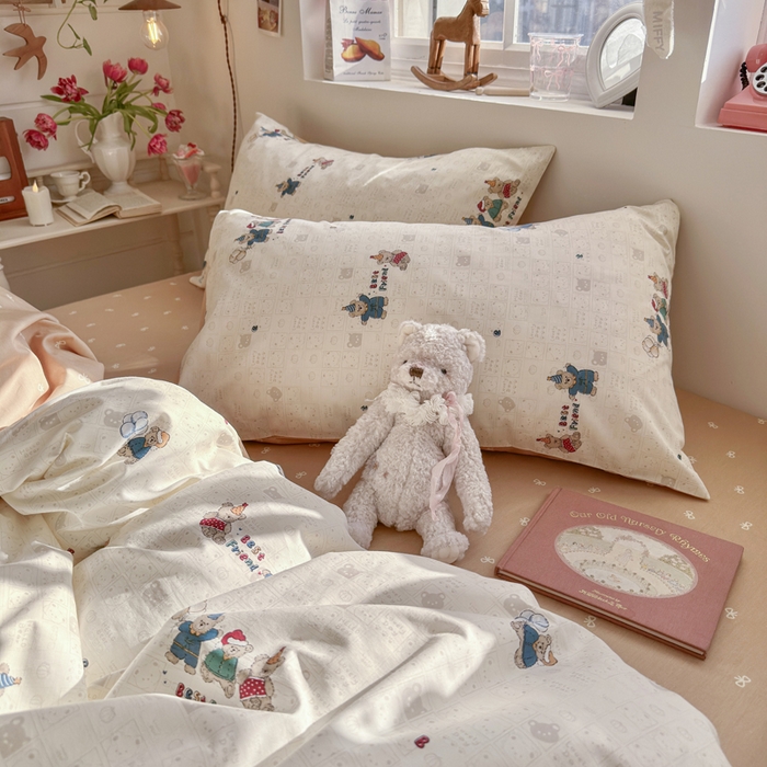 91家纺网 家纺一手货源 找家纺 捌月 2026新款奶油风全棉印花四件套 好朋友