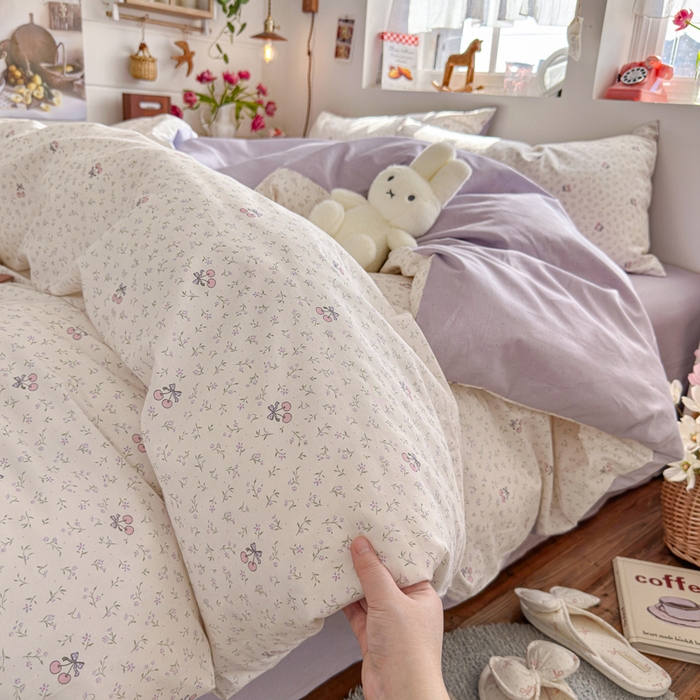 91家纺网 家纺一手货源 找家纺 捌月 2026新款奶油风全棉印花四件套 甜蜜