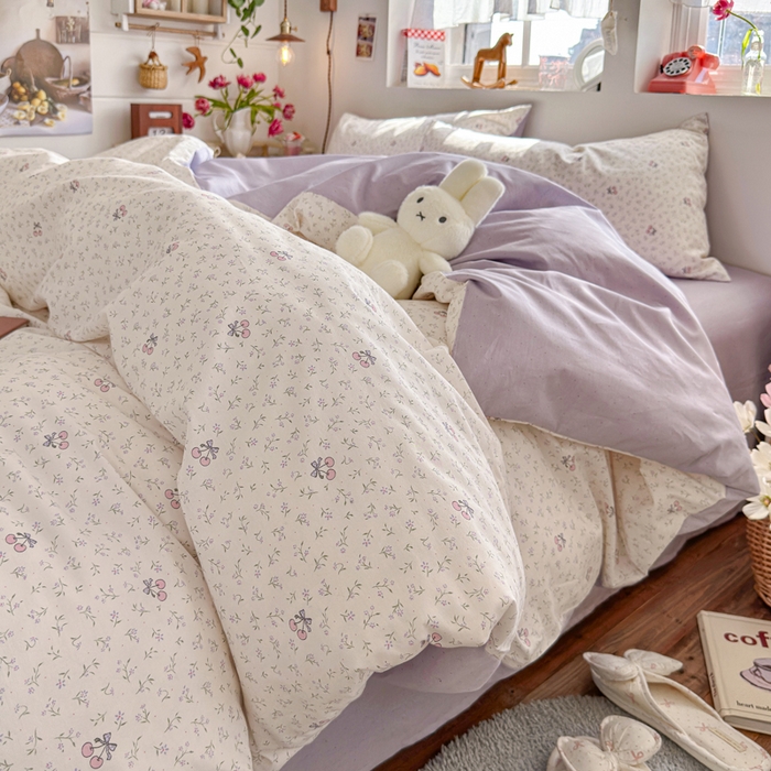 91家纺网 家纺一手货源 找家纺 捌月 2026新款奶油风全棉印花四件套 甜蜜