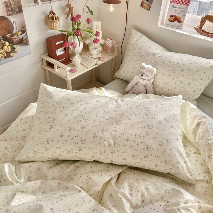 91家纺网 家纺一手货源 找家纺 捌月 2026新款奶油风全棉印花四件套 汐薇