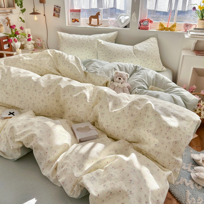 91家纺网 家纺一手货源 找家纺 捌月 2026新款奶油风全棉印花四件套 汐薇