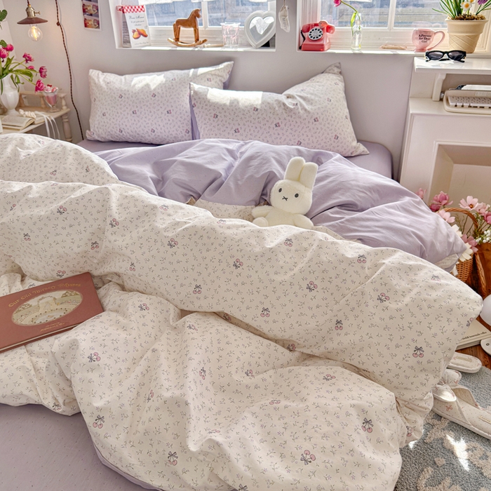 91家纺网 家纺一手货源 找家纺 捌月 2026新款奶油风全棉印花四件套 甜蜜