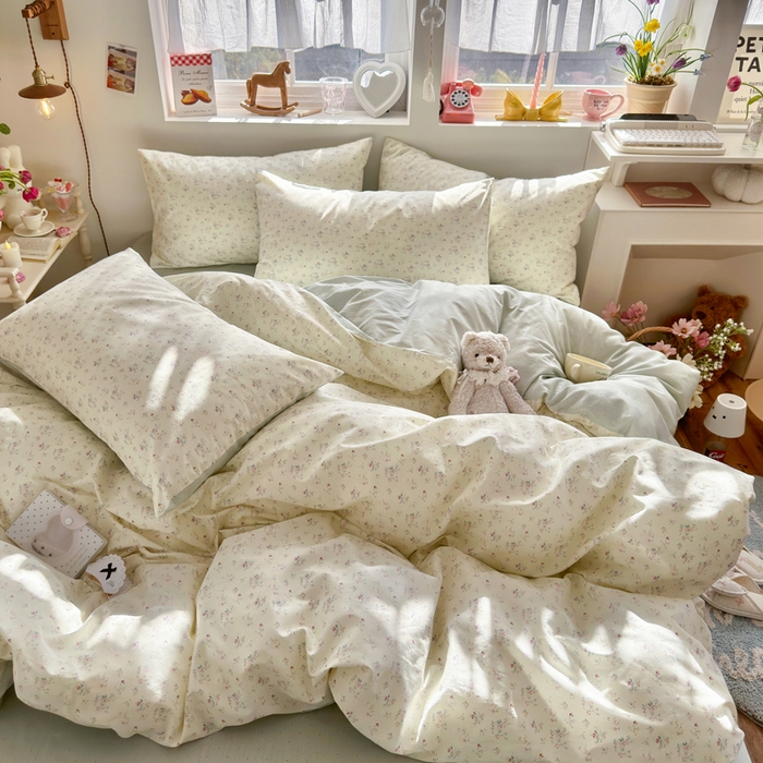 91家纺网 家纺一手货源 找家纺 捌月 2026新款奶油风全棉印花四件套 汐薇