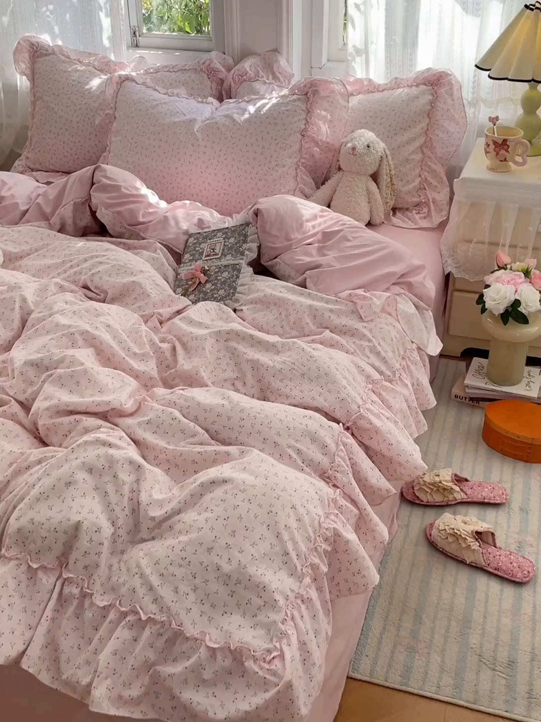 91家纺网 家纺一手货源 找家纺 （总）优尚佳生活馆 2026新款A类仿棉水洗法式工艺花边四件套